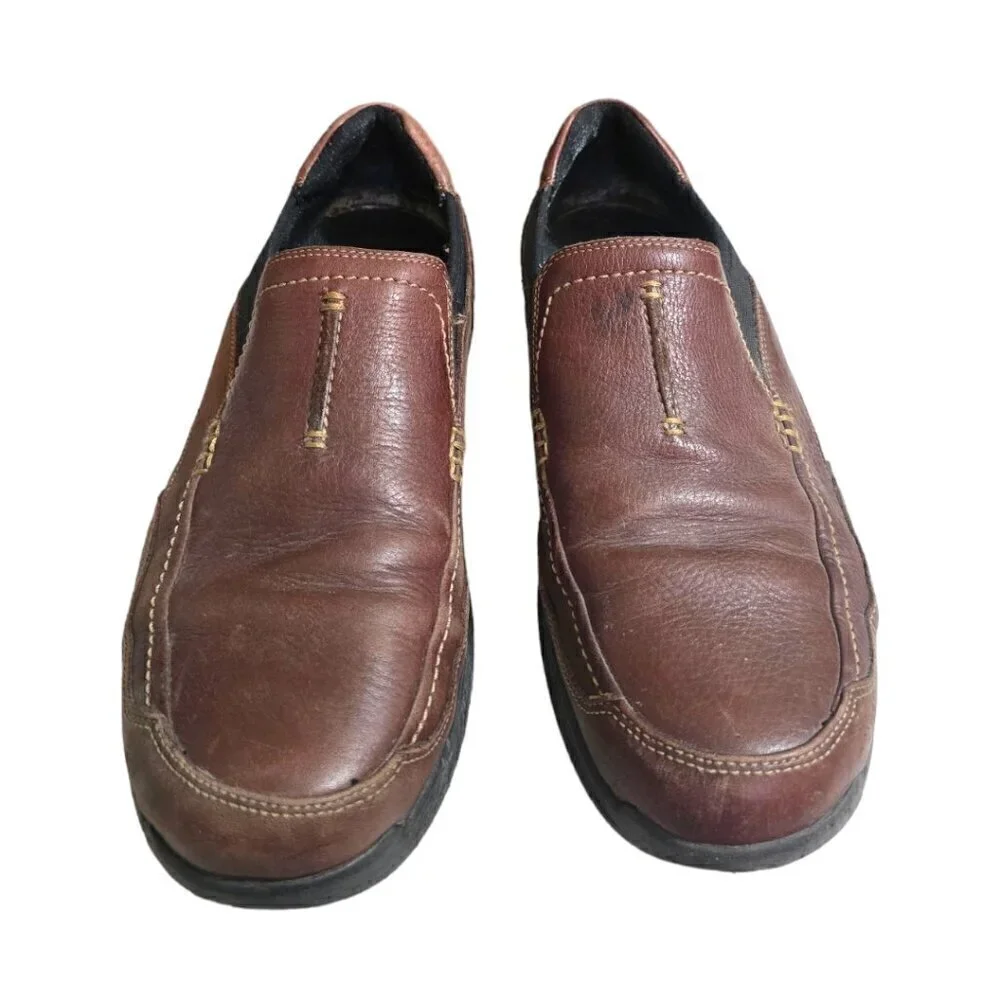 Clarks Brown Leather Wavewalk Slip On Shoes Sz 11M